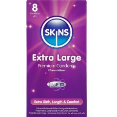 Prezervative Skins Extra Large – 57 mm, set 8 bucăți