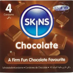 Prezervative Skins Chocolate Premium, aromă de ciocolată – 4 bucăți
