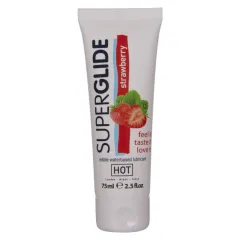 Lubrifiant intim comestibil HOT Superglide cu aromă de căpșuni – 75 ml