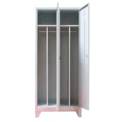 Vestiar metalic, 2 compartimente, cu picioare, bară umerașe, 800x450x1800mm, gri, A888 B4U, montat