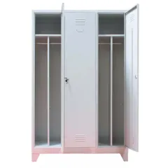 Vestiar metalic, 3 compartimente, bară umerașe, 1200x450x1800mm, gri, A827 B4U, montat