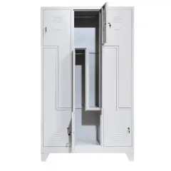 Vestiar metalic, 6 compartimente 3x2 tip Z, bară umerașe, 1150x450x1800mm, gri, B4U, la palet
