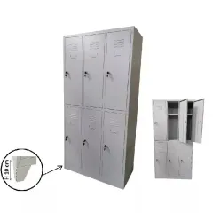 Vestiar cusetat 3x2 cu 6 compartimente - 889x450x1800mm B802 CU PICIOARE FIXE, la palet