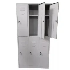 Vestiar metalic, 6 compartimente 3x2, 1 poliță, 889x450x1800mm, gri, B802 B4U, la palet