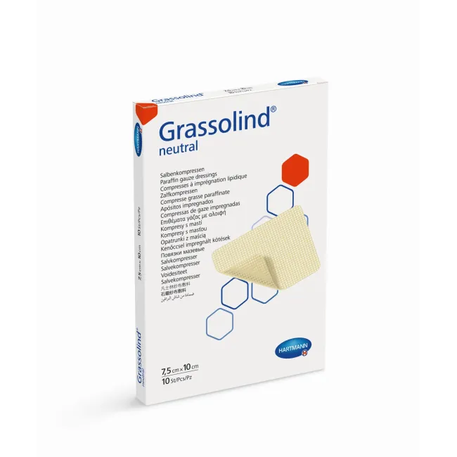 Grassolind comprese impregnate cu unguent neutru 7,5 x 10 cm 10 buc, Hartmann