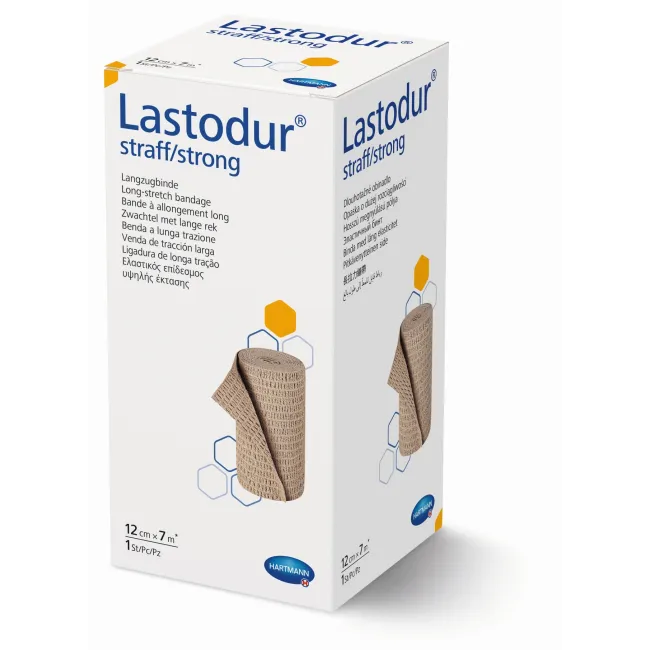 Fașă elastică pentru compresie puternică, culoare maro Hartmann LASTODUR 12 cm x 7 m, 1 buc