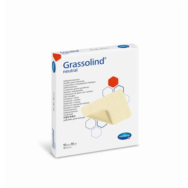 Grassolind comprese impregnate cu unguent neutru 10 x 10 cm 10 buc, Hartmann