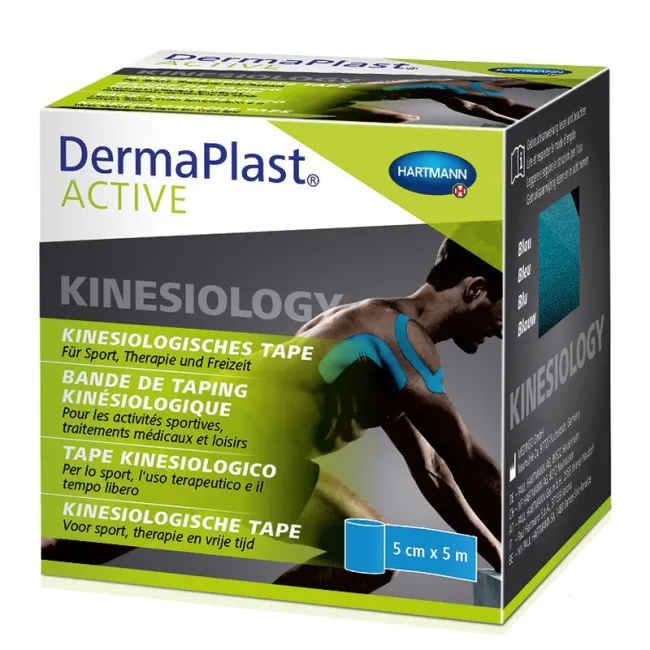 Bandă kinesiologică elastică 5 cm x 5 m pentru susținere și recuperare, DermaPlast Active -Hartmann