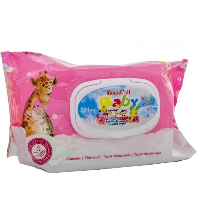 Servetele umede pentru copii Baby Blue cu alantoina si vitamine E, 72 buc/pachet