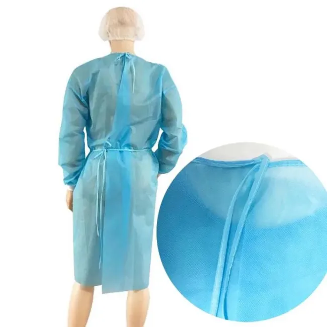 Halat de unica folosinta cu maneci , tip vizitator din material netesut de 40 gr, culoare albastru, ambalat individual