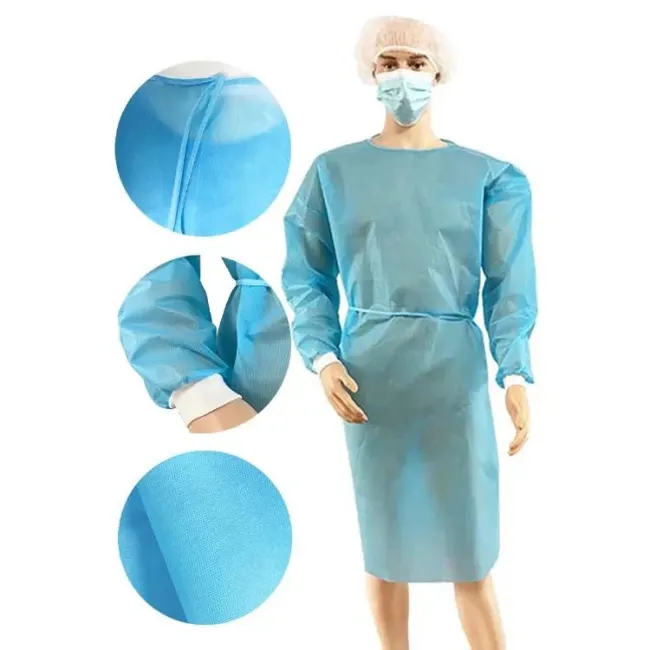Halat de unica folosinta cu maneci , tip vizitator din material netesut de 40 gr, culoare albastru, ambalat individual