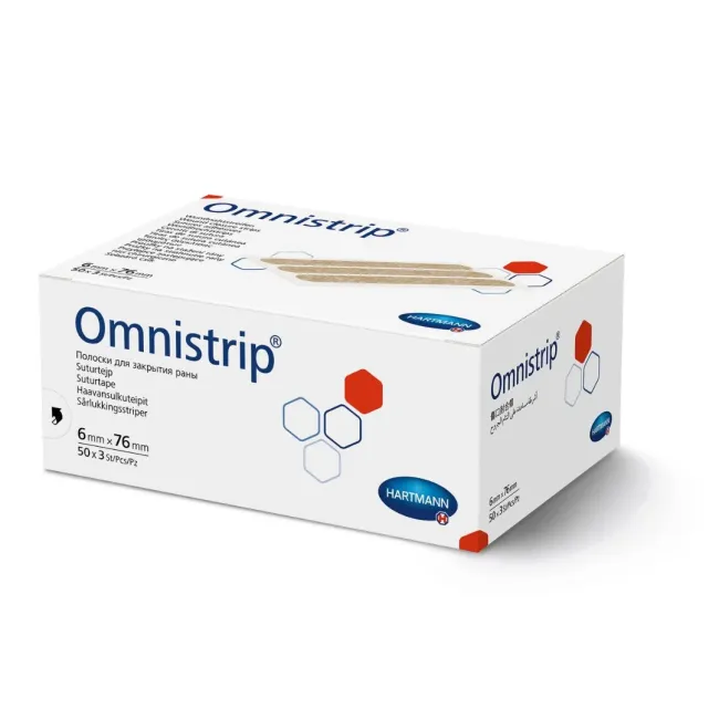Plasturi pentru inlocuirea suturilor chirurgicale, Omnistrip , 6 x 76 mm ,  1 folie x 3 benzi/plic (50 plicuri), Hartmann