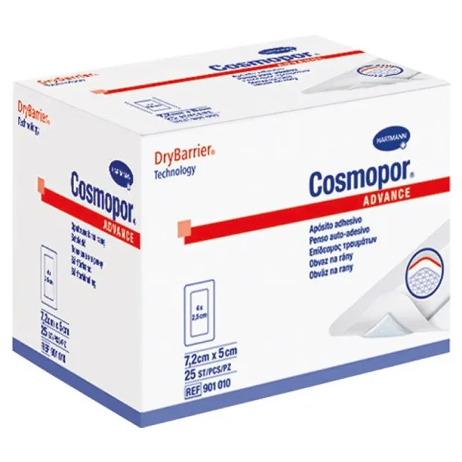 Plasturi postoperatorii sterili, autoadezivi, cu capacitate mare de absorbție Cosmopor® Advance , 10x6 cm - 25 buc , Hartmann