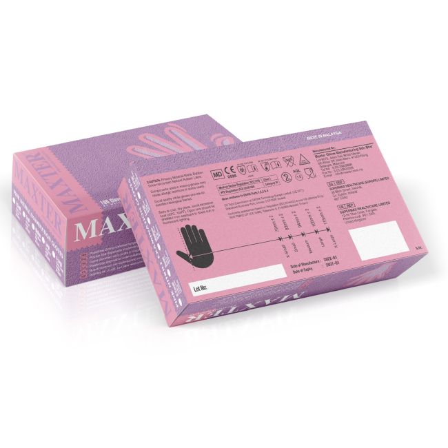 Manusi de examinare nitril nepudrat roz, 3.4 gr, Maxter, 100 buc/cutie