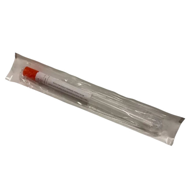 Recoltor exudat faringian, in tub, cu tija din plastic + bumbac, steril, ambalat individual la blister, 1 buc