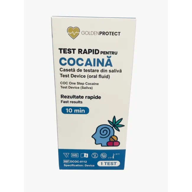 Test rapid depistare consum Cocaina (COC) - prelevare saliva, Golden Protect