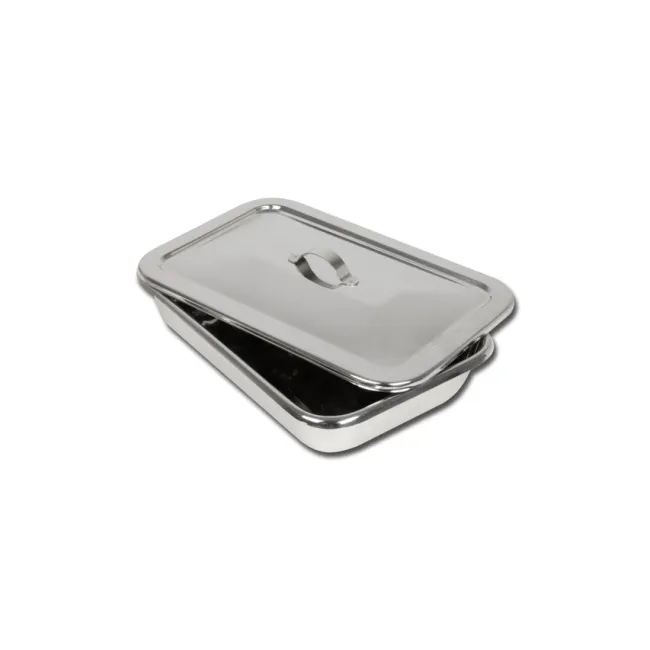 Tavă pentru Instrumente din Oțel Inoxidabil AISI 304 cu Capac - Margini Rotunjite