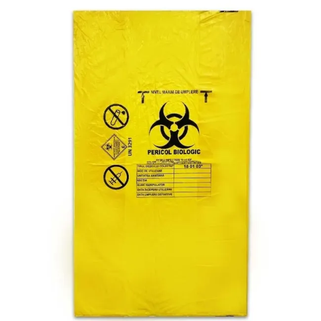 Saci galbeni pericol biologic, 20 L - 50 buc