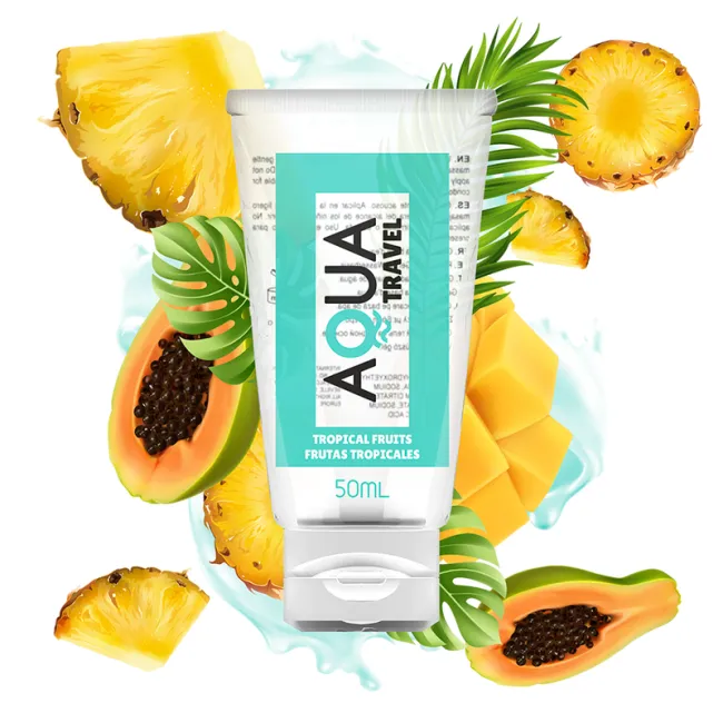 Lubrifiant Aqua Travel Size cu aroma de fructe tropicale, 50 ml