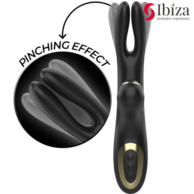 Ibiza - Vibrator dublu cu prindere, rezistent la apa, Negru