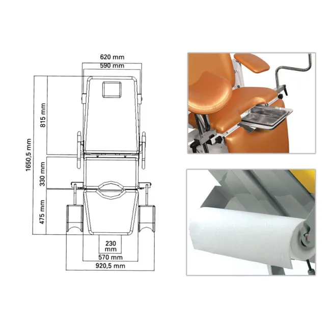 Scaun ginecologic electric GYNEX – profesional, 3 motoare, cu accesorii incluse