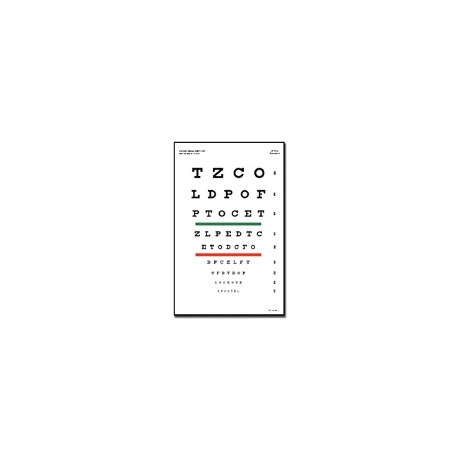 Diagramă Optică Snellen – Test de Acuitate Vizuală cu Bare Roșii/Verzi (3 Metri)