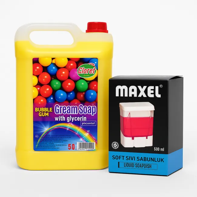 Pachet Săpun Lichid Cloret Bubble Gum 5L + Dozator Maxel 500 ml