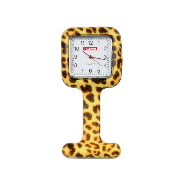 Ceas Medical din Silicon pentru Asistente – Model Leopard, Cu Prindere cu Ac de Siguranță