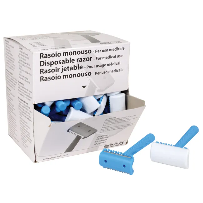 Aparat de Ras- Chirurgical cu Lamă din Oțel Inoxidabil – Lamă Simplă pe Ambele Părți cu Pieptene, 38 mm, 50 bucati