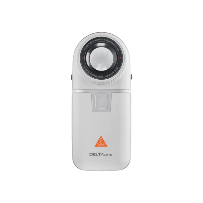 Dermatoscop portabil HEINE DELTAONE – alb, cu iluminare LEDHQ și placă de contact sterilizabilă