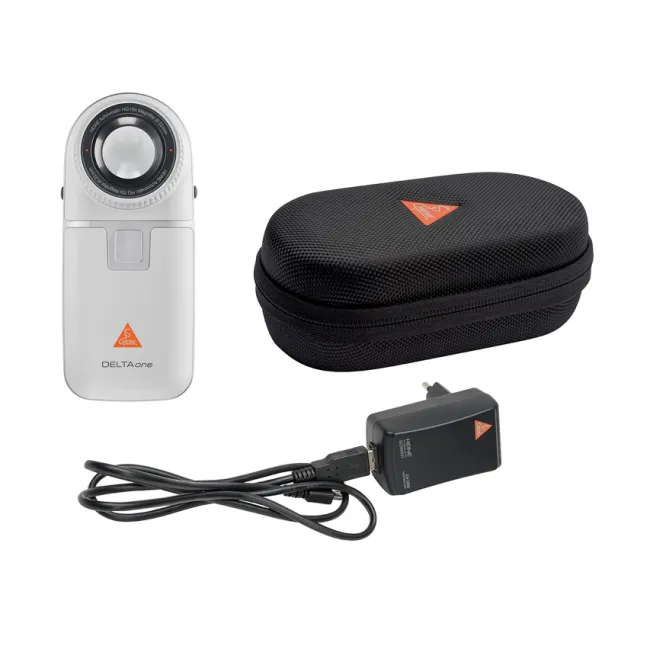 Dermatoscop portabil HEINE DELTAONE – alb, cu iluminare LEDHQ și placă de contact sterilizabilă