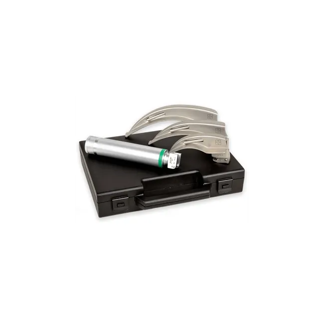 Set laringoscop LED GIMA Green F.O. 3.5 V cu 3 lame McIntosh 2-3-4 pentru adulți