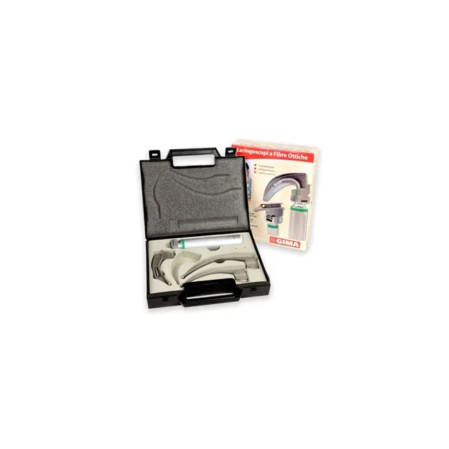 Set laringoscop LED GIMA Green F.O. 3.5 V cu 3 lame McIntosh 2-3-4 pentru adulți