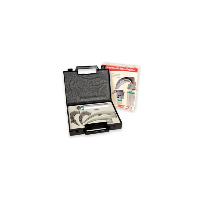 Set laringoscop LED GIMA Green F.O. 3.5 V cu 4 lame McIntosh 1-4 pentru adulți