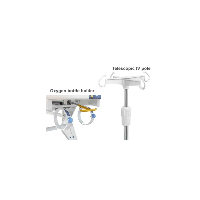 Targă medicală reglabilă pe înălțime – structură metalică, spătar ajustabil, roți blocabile