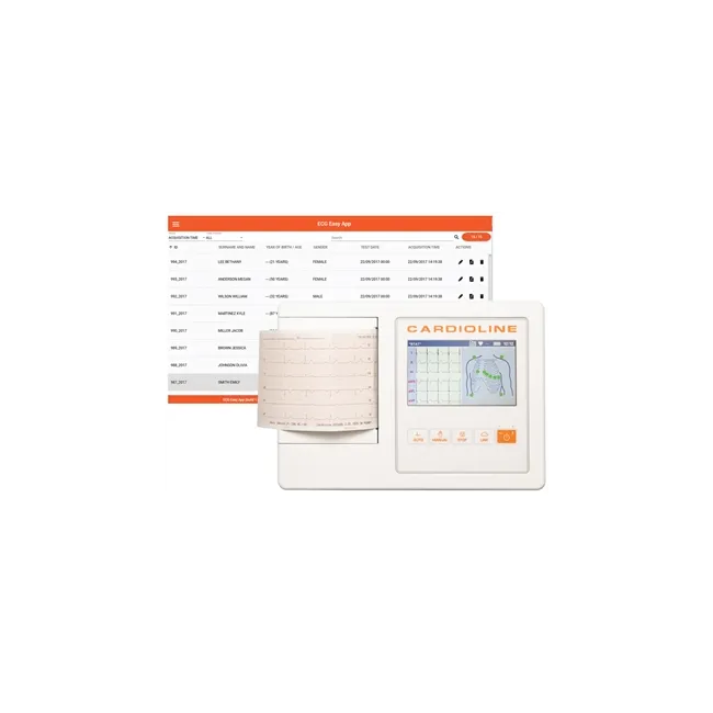 Electrocardiograf Cardioline ECG 100L Basic – Ecran Touch Screen Color 5", Achiziție Ghidată pe 12 Derivații și Design Ultra-Portabil (1.48 Kg)