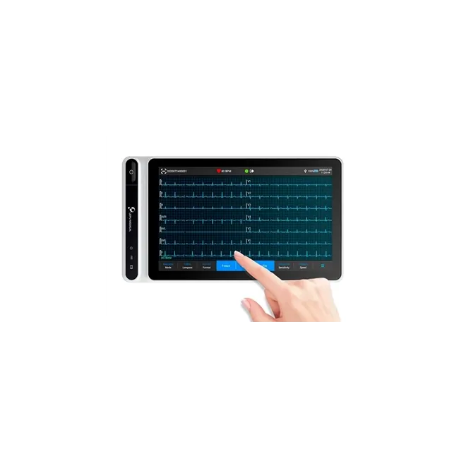 Tabletă Electrocardiograf NEO ECG S120 – Ecran Touch Screen Color 7", Achiziție pe 12 Derivații, Conectori Snap Plug, Algoritm Glasgow și Transmisie Wireless WiFi/4G