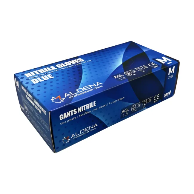 Mănuși examinare nitril albastru 3.2 gr , cu degete texturate, nepudrate, 100 buc - oferta limitata