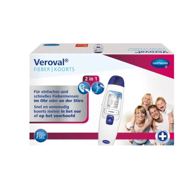 Veroval termometru 2 în 1 infraroșu - ureche și frunte, măsurare 1 sec, Hartmann