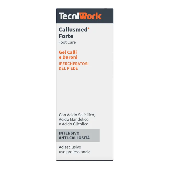 Gel pentru picioare cheratolitic profesional pentru calozități și bătături Callusmed+ Forte 250 ml pe baza de Acid Salicilic, Acid Mandelic și Acid Glicolic  - fabricat in Italia