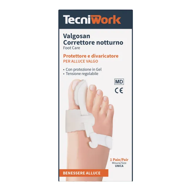 Corector Hallux Valgus pentru noapte, cu protecție din gel, 1 pereche (drept și stâng)