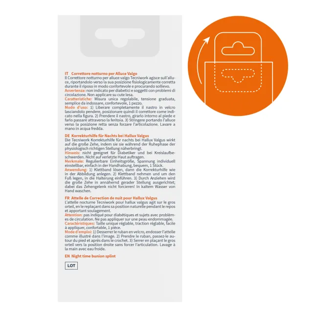 Corector Hallux Valgus pentru noapte, cu protecție din gel, 1 pereche (drept și stâng)