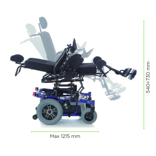 Scaun cu rotile electric multipostural cu reglaje electrice complete