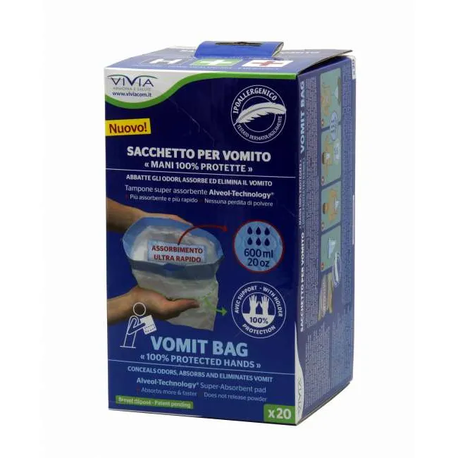 Set 20 pungi absorbante cu gel pentru colectarea vărsăturilor
