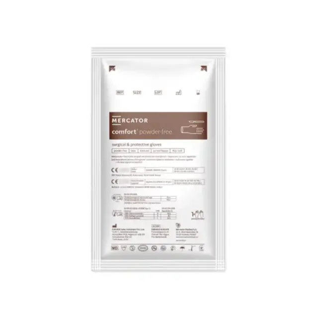 Mănuși chirurgicale sterile Comfort, din latex, nepudrate, galben deschis, 1 set