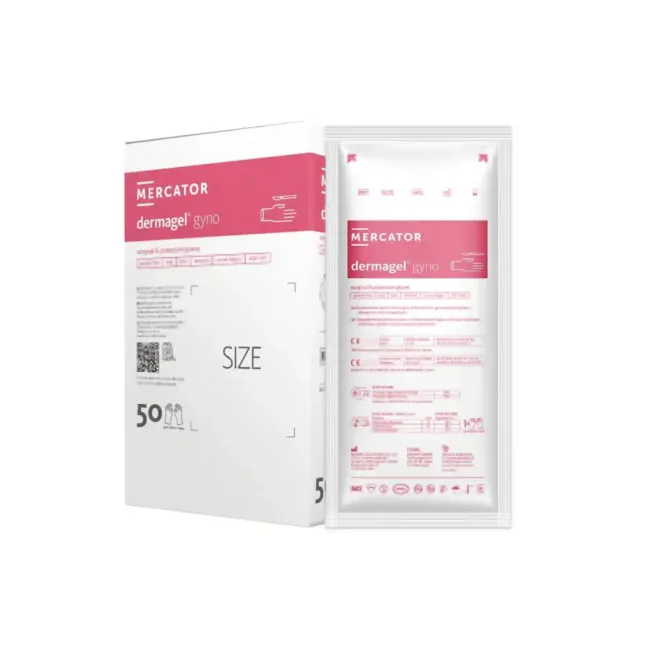 ​Mănuși chirurgicale ginecologice Dermagel Gyno, din latex, nepudrate, crem, 1 set