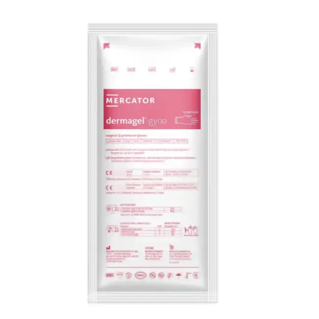 ​Mănuși chirurgicale ginecologice Dermagel Gyno, din latex, nepudrate, crem, 1 set
