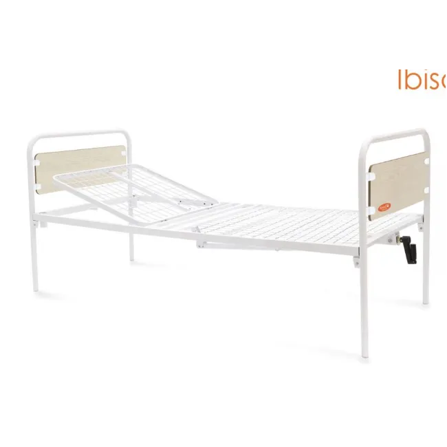 Pat de spital manual – 1 manivelă / 1 articulație – Lățime 90 cm
