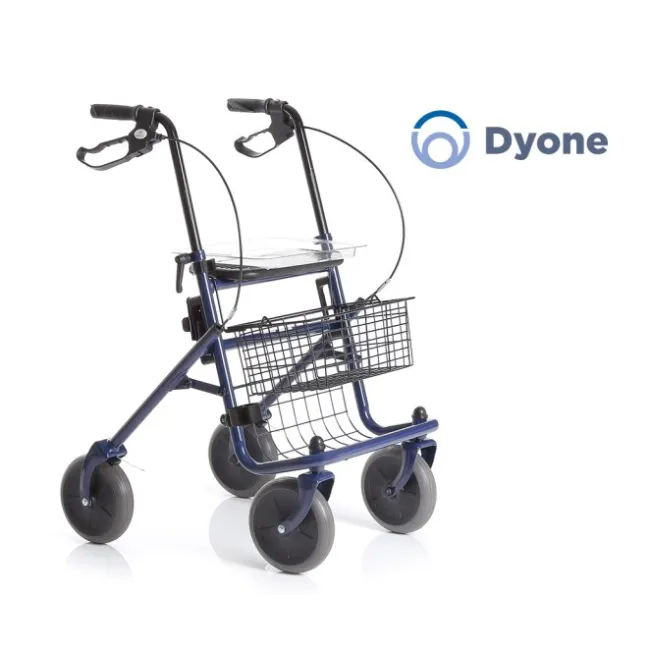 Cadru rolator pliabil Dyone –cu scaun integrat, tavă și coș