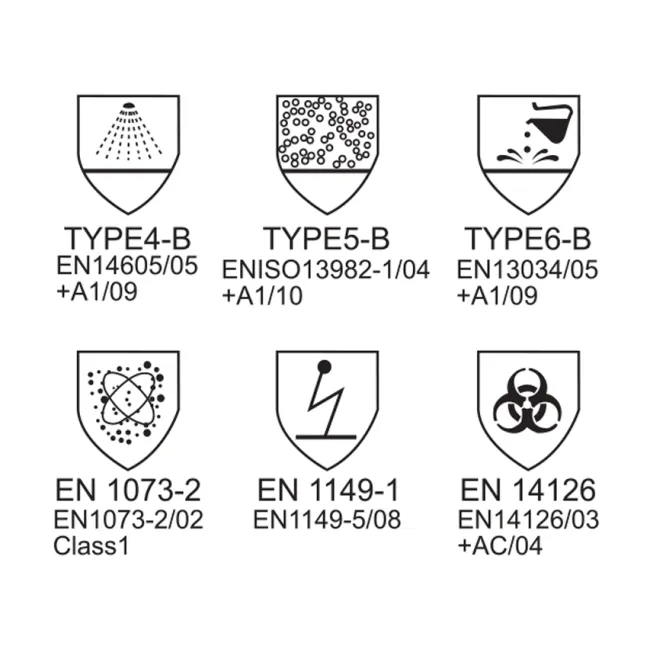 Combinezon de protecție tip 4B-5B-6B, cusături lipite, 60 g – de unică folosință